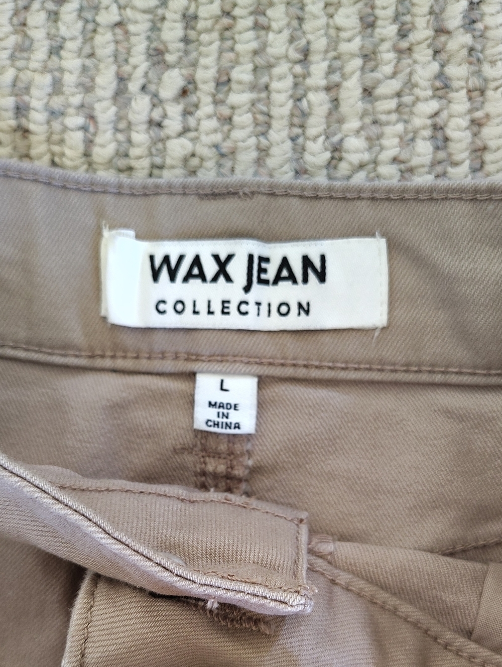 Wax Jean Beige Casual Short, Stretchy - Picture 3 of 5